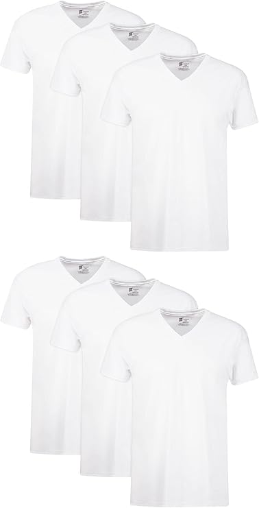 Hanes Mens Cotton, Moisture-wicking V-neck Tee Undershirts