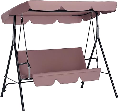 Outsunny 3-Seat Outdoor Patio Swing Chair with Removable Cushion,