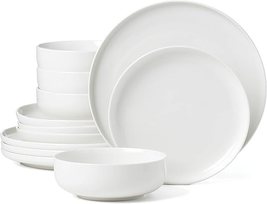 Oneida White 24 Seven Piece Dinnerware Set, 12 Count