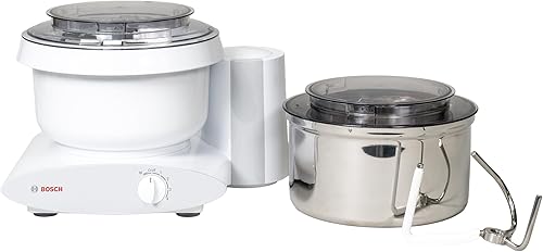 Bosch Universal Plus Stand Mixer - White - with Bottom‑Drive Stainless Steel Bread Bowl