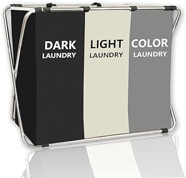 180L Laundry Basket Sorter, Large 3 Section Collapsible Laundry Hamper