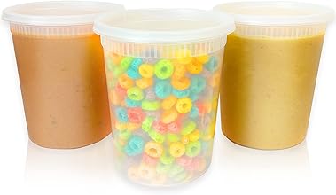 32oz Plastic Deli Food Storage Soup Containers with Airtight Lids 24 COUNT
