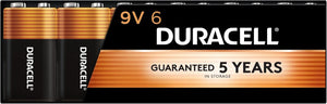 Duracell Coppertop 9V Battery, 6 Count