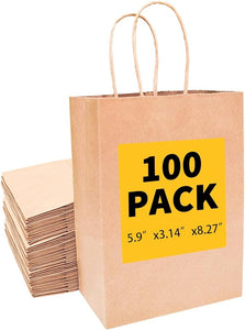 Brown Kraft Paper Gift Bags 100 Pcs
