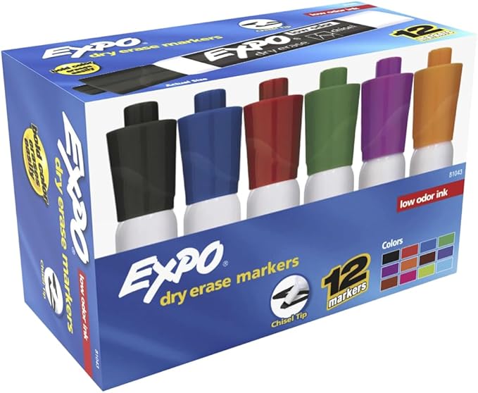 EXPO Low Odor Dry Erase Markers 12 Count