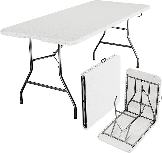 Folding Table 6ft - Heavy Duty Plastic Table with Handle