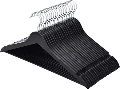 Slim Wood Hangers with 360° Swivel Hook and Notches, Smooth Finish 30 Pack