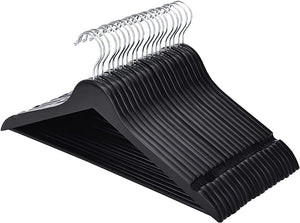 Slim Wood Hangers with 360° Swivel Hook and Notches, Smooth Finish 30 Pack