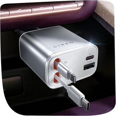 LISEN for iPhone 17 Retractable Car Charger