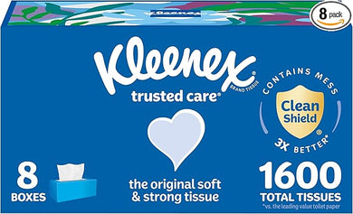 Kleenex Trusted Care Facial Tissues, 8 Flat Boxes