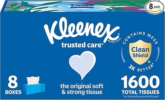 Kleenex Trusted Care Facial Tissues, 8 Flat Boxes