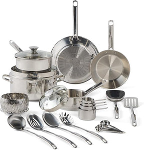 T-fal Gourmet Stainless Steel Cookware Set 20-Pieces