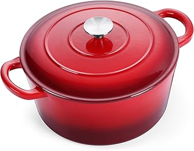 E-far 7QT Enameled Dutch Oven, Cast Iron Dutch Oven Pot with Lid