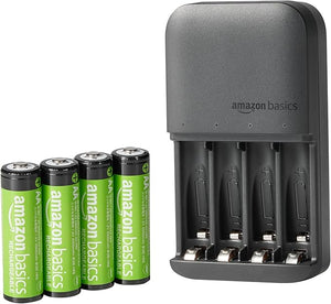 Amazon Basics 4 Bay Battery Charger With Rechargeable Batteries