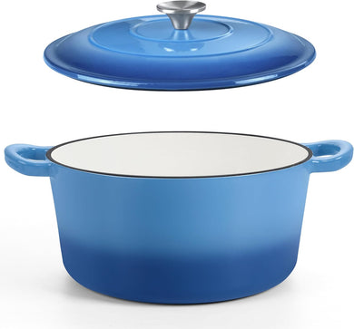 HaSteeL 5 Quart Cast Iron Dutch Oven, Non-stick Enamel Cooking Stock Pot with Lid
