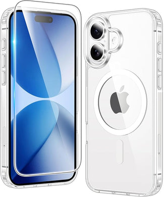 FNTCASE for iPhone 17 Case Clear: Magnetic Transparent with Screen Protector