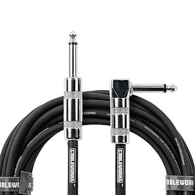 Straight to Right Angle Guitar Instrument Cable 30 Foot