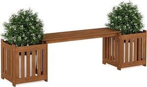 FURINNO FG19455 Tioman Hardwood Outdoor Lifestyle Flowerbox with Bench