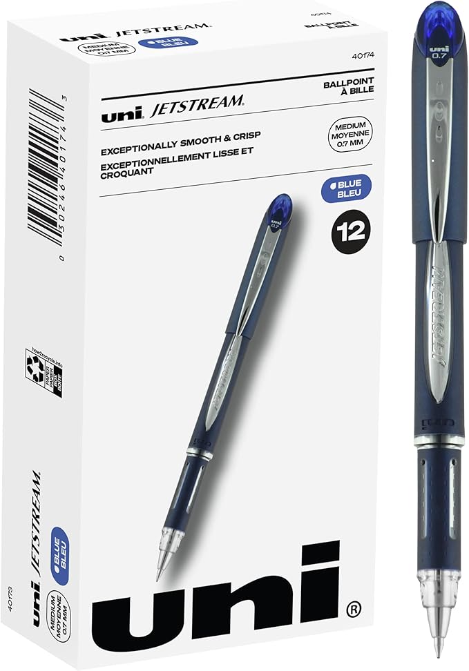 uniball Jetstream Ballpoint Pen Blue Ink 12 count