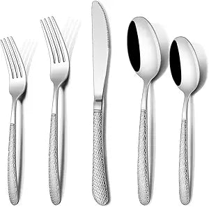 Hammered Silverware Set, 40-Piece