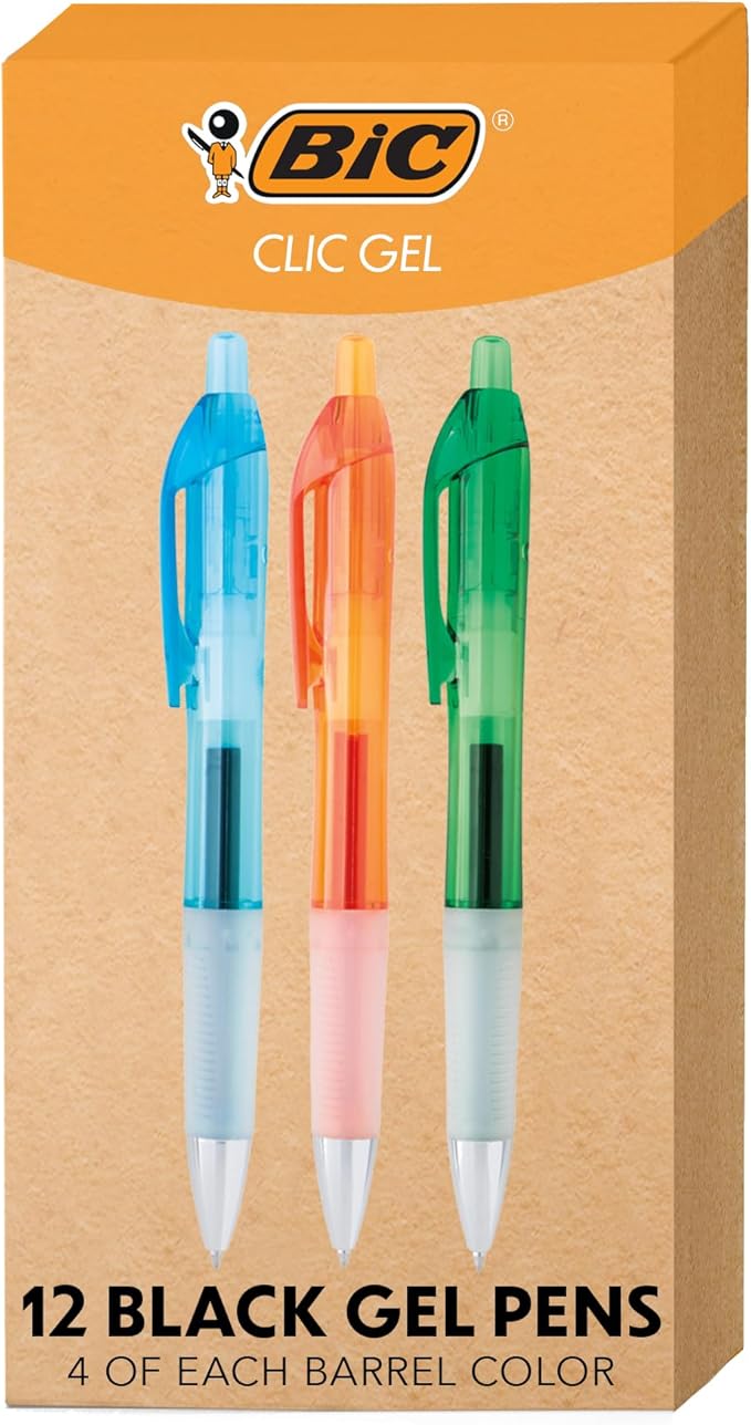 BIC Intensity Clic Black Gel Pens