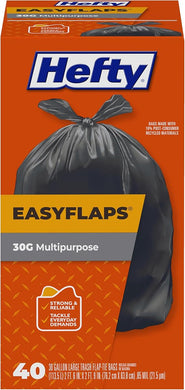 Hefty Easy Flaps Large Trash Bags 30 Gallon, 40 Count