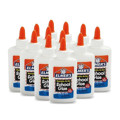 Elmer's Liquid School GlueWashable, White, 4 Ounces Each, 12 Count