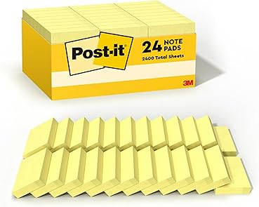 Post-it Notes, 1/3/8 x 1 7/8 in, 24 Sticky Notes Pads, 100 Sheets per Pad