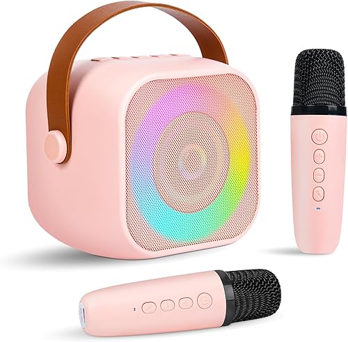 Portable Mini Karaoke Machine Bluetooth Speaker with 2 Mic