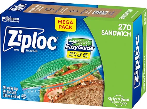 Ziploc Sandwich and Snack Bags with EasyGuide Texture