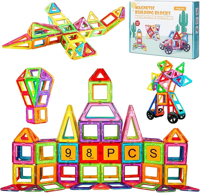 Magnetic Tiles, 98PCS Magnetic Blocks Set