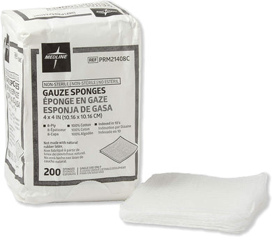 Medline 4 x 4 inch Gauze Sponges, 100% Cotton
