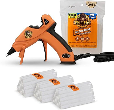 Gorilla Mini Hot Glue Gun Kit (Pack of 1 Mini Hot Glue Gun and 75 Sticks)
