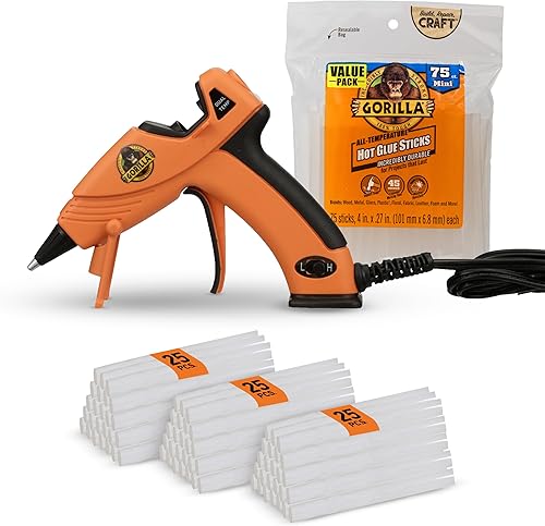 Gorilla Mini Hot Glue Gun Kit (Pack of 1 Mini Hot Glue Gun and 75 Sticks)