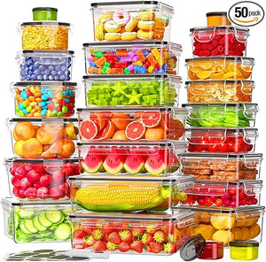 50 Pcs Large Food Storage Containers with Lids Airtight