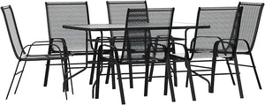 Flash Furniture Brazos Series 7-Piece Glass Patio Table and Chairs Set