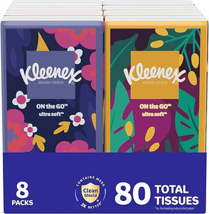 Kleenex On-The-Go Facial Tissues, 8 On-The-Go Packs