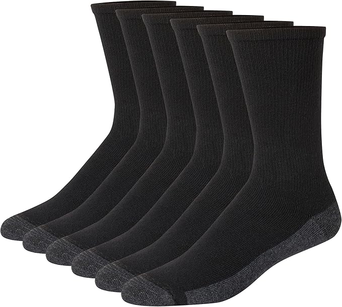 Hanes Men's Max Cushioned Crew Socks 6 pack