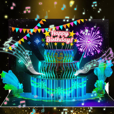 Musical Firework Birthday Cards, Light & Music
