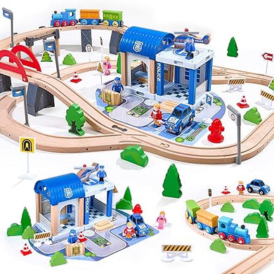 102-Piece Wooden Train Set for Kids