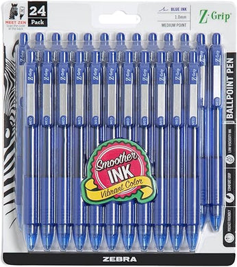Zebra Pen Z-Grip Retractable Ballpoint Pen, Smooth-Flowing Blue Ink