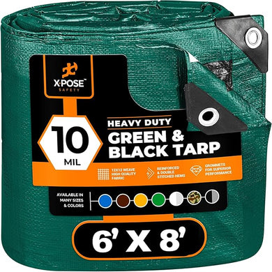 Heavy Duty Poly Tarp - 6' X 8' - 10 Mil Thick Waterproof