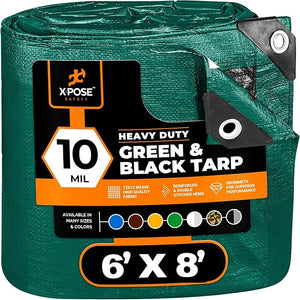 Heavy Duty Poly Tarp - 6' X 8' - 10 Mil Thick Waterproof